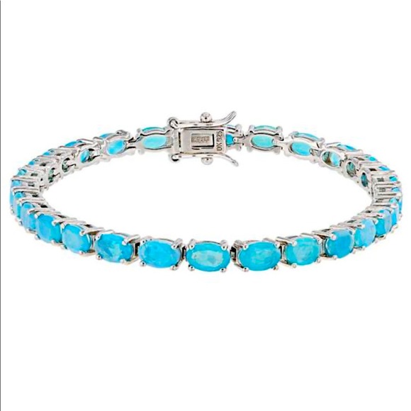 Jewelry - NIB Blue Ethiopian Sterling Silver .925 opal tennis bracelet
